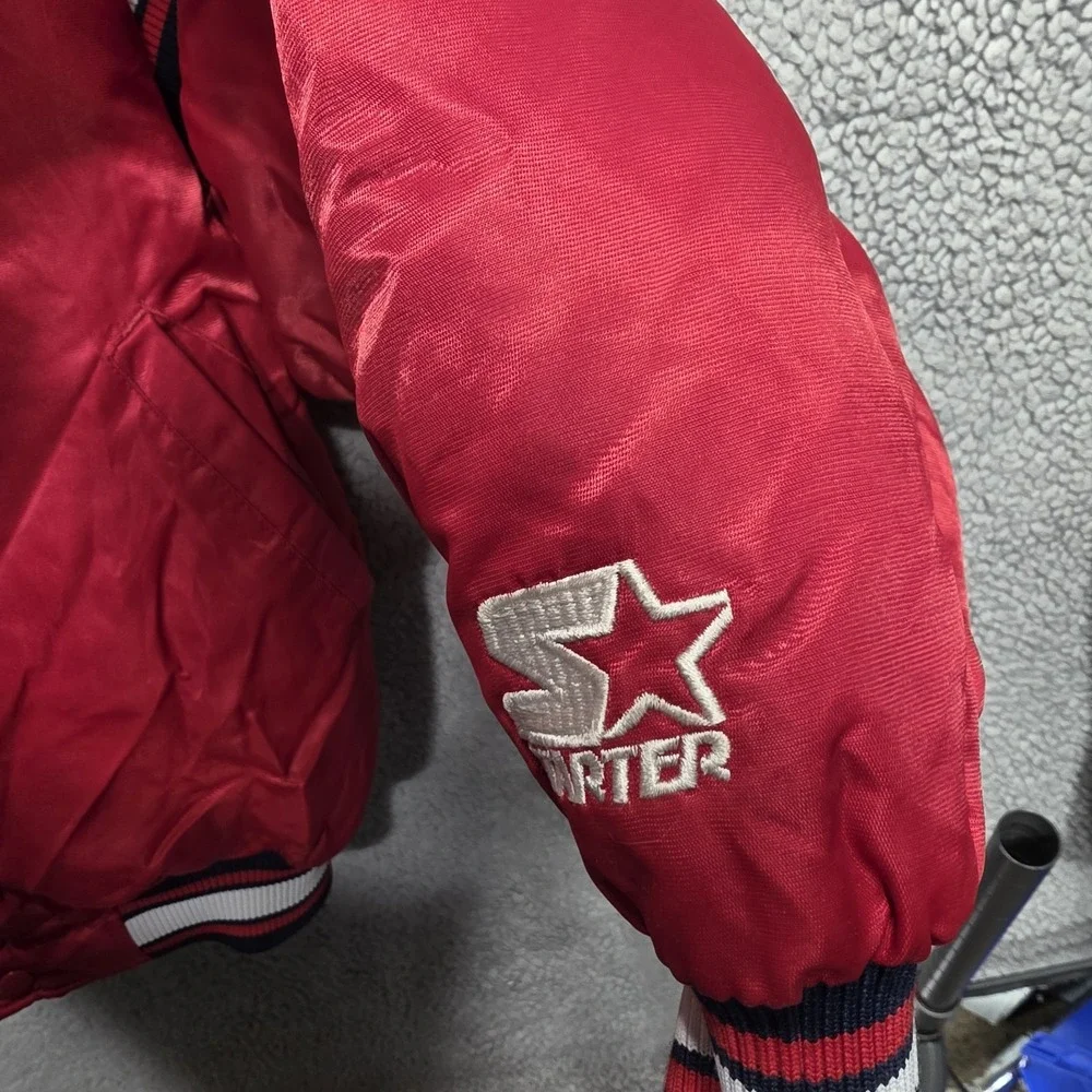 Rare VTG‎ Cleveland Indians Starter Red Satin Jacket Diamond Collection Mens LRG